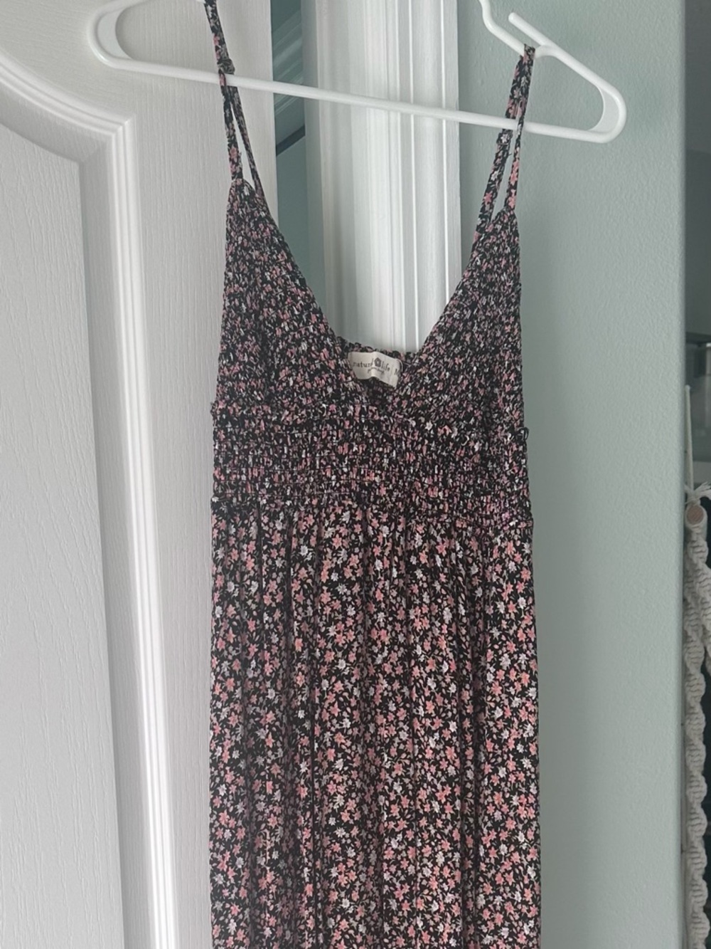NATURAL LIFE Black Maxi Dress with Pink Floral Print